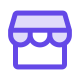 A stylized purple icon representing a storefront, shop, or market awning, commonly used as a symbol for e-commerce, retail business, or online store navigation